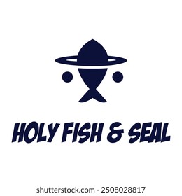 holy fish and seal minimalist logo design