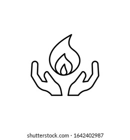 Holy ghost, hands  with  fire icon. Simple line, outline vector religion icons for ui and ux, website or mobile application