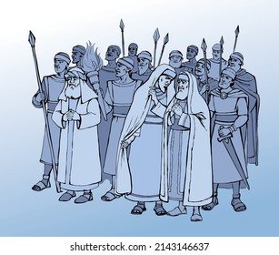 Holy god age male human jew faith church cloth law. Hand drawn black line armour iranian evil sly chief leader head minister lead Jesus Christ judge iran court sketch retro catholic story cartoon art