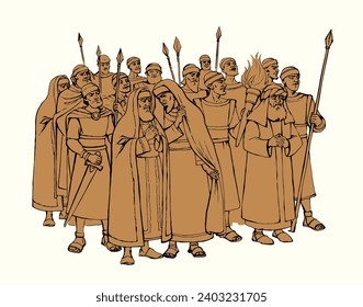 Holy god age male human jew faith church cloth law. Hand drawn black line armour iranian evil sly chief leader head minister lead Jesus Christ judge iran court sketch retro catholic story cartoon art