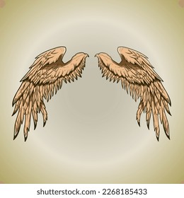 Holy Gold Angel Wing Feather Legendary Bird Vector Illustration Artwork