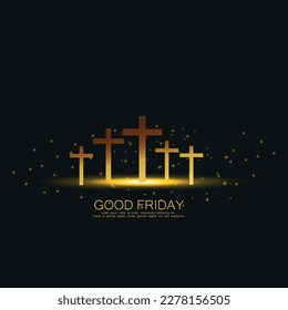 Holy Good Friday typography with cross, cloud and beautiful dark background . 