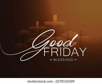 Holy Good Friday typography with cross, cloud and beautiful dark background . 