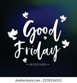Holy Good Friday typography with cross, cloud and beautiful dark background . 
