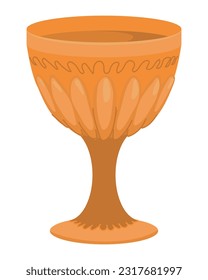 Holy Grail on a white background. Vector illustration. Spiritual symbol of Christianity. A golden goblet, a church attribute for the first communion among Catholics and Orthodox.