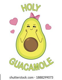 Santo guacamole. Sorprendido personaje de caricatura. Un aguacate lindo. La comida mexicana.