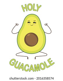 Santo guacamole. Sorprendido personaje de caricatura. Un aguacate lindo. La comida mexicana.