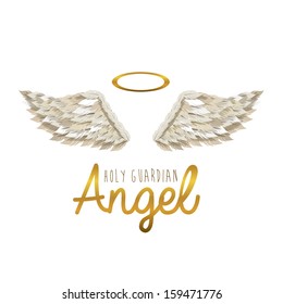 holy guardian angel over white background vector illustration