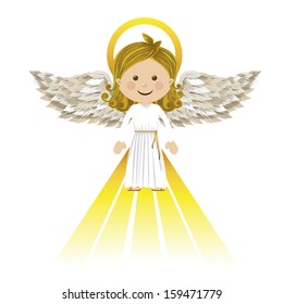 Holy Guardian Angel Over White Background Vector Illustration