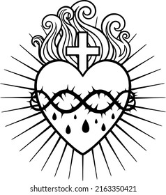 the holy heart of Lord Jesus. Vector illustration