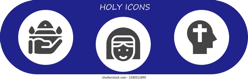 holy icon set. 3 filled holy icons.  Simple modern icons about  - Pray, Nun, Faith