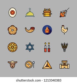 holy icon set. vector set about church, supper and hebrew icons set.