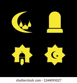 holy icon. holy vector icons set islamic mosque, islam symbol and grave