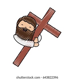 holy jesuschrist with cross character icon