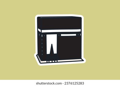Holy Kaaba Front View Sticker design vector illustration.  Islamic religion icon concept. Kaaba in Mecca Saudi Arabia sticker vector design.