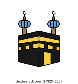 Holy Kaaba icon with white background vector stock illustration