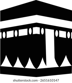 Holy Kaaba in Mecca Saudi Arabia, Hand drawn sketch vector illustration. Panoramic of Kaaba for hajj steps in Al-Haram Mosque symbol isolated on transparent background. Creative design.