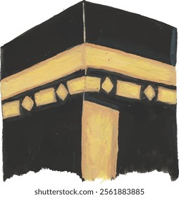 Holy kabah in mecca hand drawn watercolour illustration