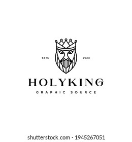 holy king face lord power elegant logo icon vector template