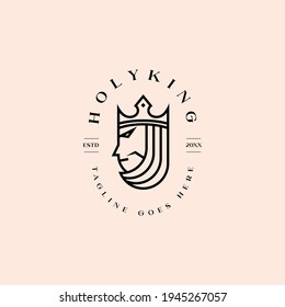holy king face lord power elegant logo icon vector template