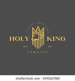 holy king face lord power elegant logo icon vector template