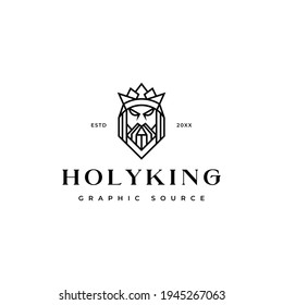 holy king face lord power elegant logo icon vector template
