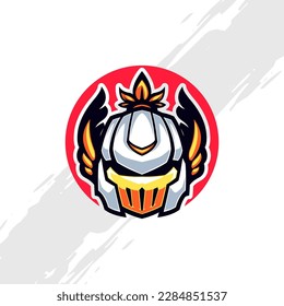 Holy Knight Fighter Fancy White Helmet Mascot