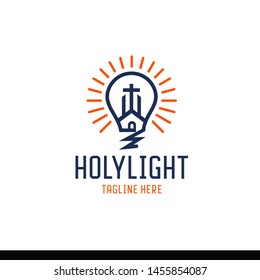 holy lamp logo concept,  church ligh house simple 