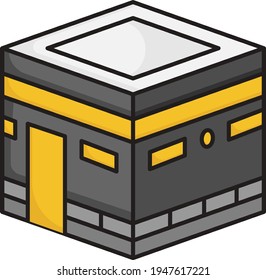 Holy Makkah Concept, The Kaaba Vector color Icon Design, Arab culture and traditions Symbol, Islamic and Muslim fastings Sign,  Holiest city in Islam stock, Ramadan and Eid al Fitr illustration
