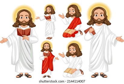 Holy man holding bible and pray illustration