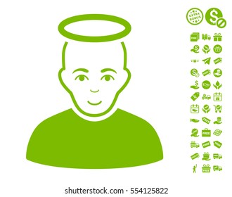 Holy Man icon with free bonus pictures. Vector illustration style is flat iconic symbols, eco green color, white background.