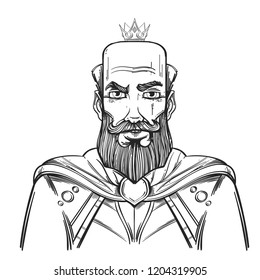 Holy man. Outline vector illustration isolated on white background.