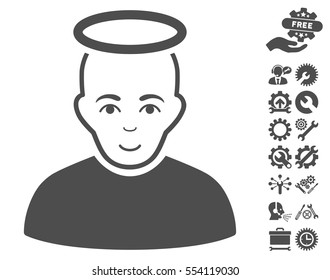 Holy Man pictograph with bonus options icon set. Vector illustration style is flat iconic gray symbols on white background.