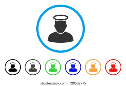 Holy Man rounded icon. Style is a flat holy man grey symbol inside light blue circle with black, gray, green, blue, red, orange color versions. Vector designed for web and software interfaces.