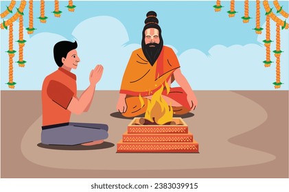 holy man, sadhu doing havan kund
