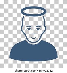 Holy Man vector icon. Illustration style is flat iconic blue symbol on a chess transparent background.