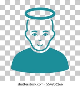 Holy Man vector pictogram. Illustration style is flat iconic soft blue symbol on a chess transparent background.