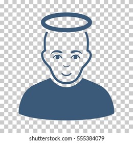 Holy Man vector pictogram. Illustration style is flat iconic blue symbol on a chess transparent background.