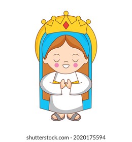 Holy Mary cartoon isolated over white backgroud. vector illustration