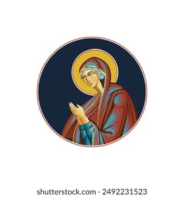 Holy Mary. Christian illustration in Byzantine style 