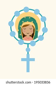 Holy Mary design over beige background, vector illustration