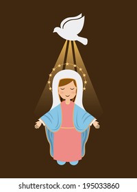 Holy Mary design over brown background, vector illustration