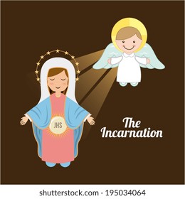 Holy Mary design over brown background, vector illustration