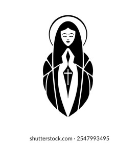 HOLY MARY IMMACULATE IMAGE BLACK AND WHITE LOGO