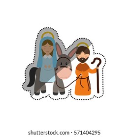 Holy mary and joseph icon vector illustration graphic design