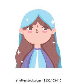 holy mary manger nativity, merry christmas vector illustration
