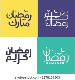 Holy Month of Fasting: Simple Arabic Calligraphy Pack for Ramadan Kareem Greetings.
