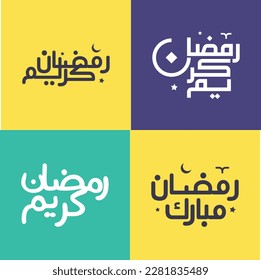 Holy Month of Fasting: Simple Arabic Calligraphy Pack for Ramadan Kareem Greetings.