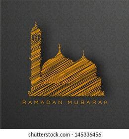 Holy month of muslim community Ramadan Kareem background with illustration of mosque.