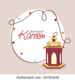 Holy month of muslim community, Ramadan Kareem celebration greeting card with colorful arabic lamp or lantern.